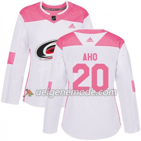 Dame Eishockey Carolina Hurricanes Trikot Sebastian Aho 20 Adidas 2017-2018 Weiß Pink Fashion Authentic